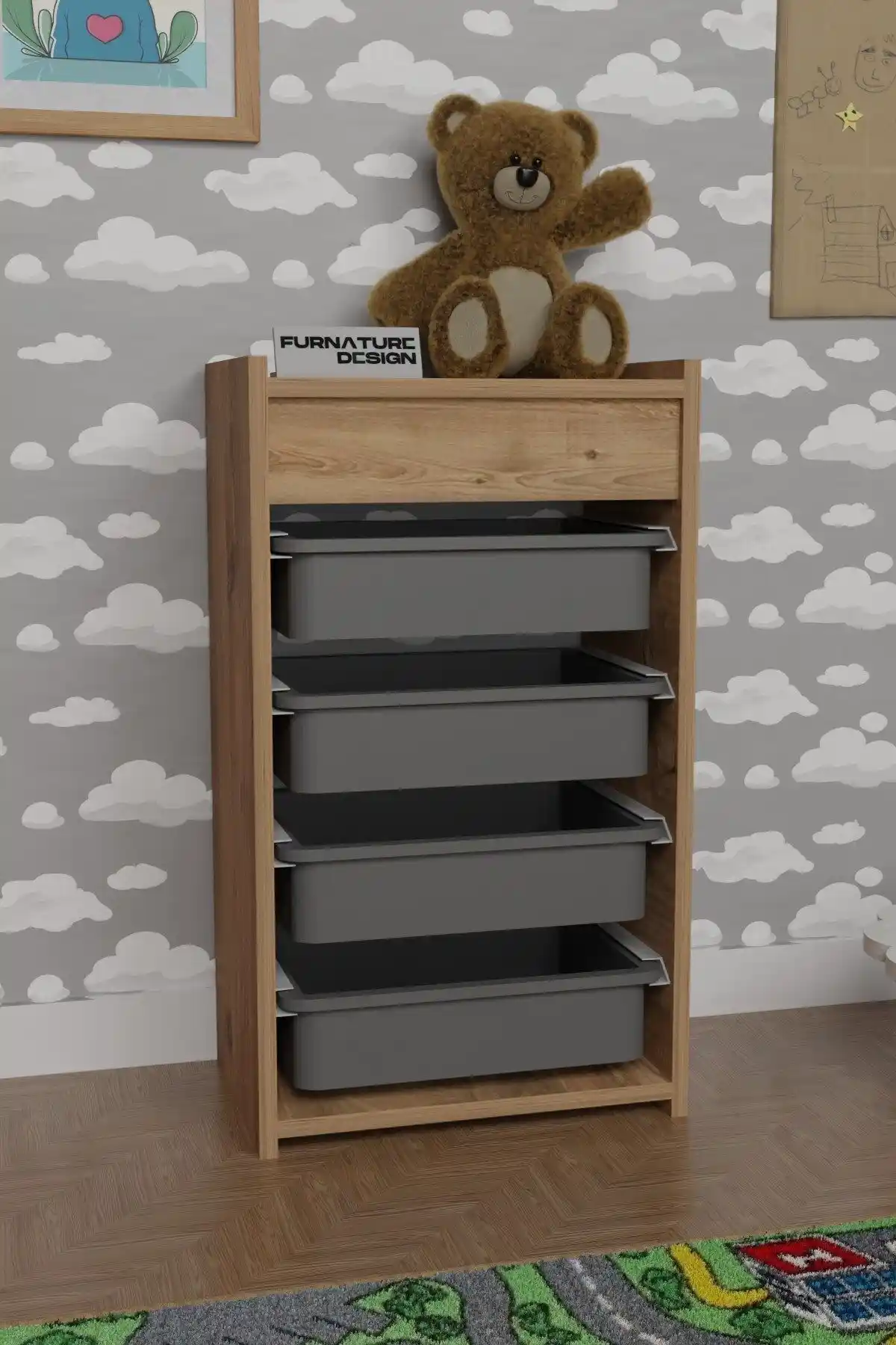 FurnatureDesign Çok Amaçlı Oyuncak ve Depolama Dolabı Modern Çocuk ve Mutfak Düzenleyicisi