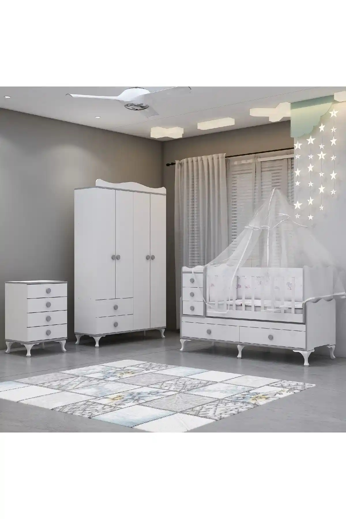 Garaj Home Alya Gri Yılz Bebek Odası Takımı: Modern ve Güvenli Tasarım Çözümü (75-90 karakter)