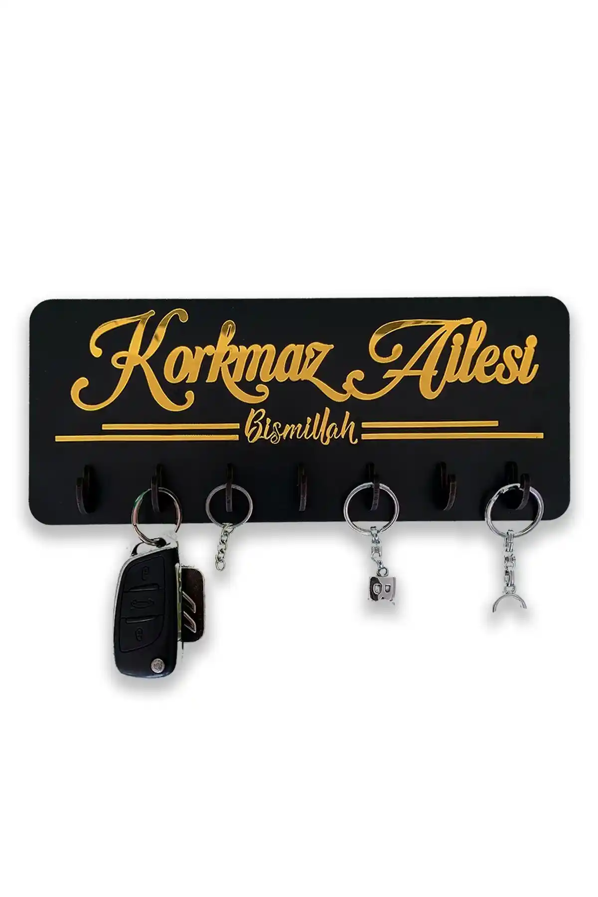 GEEG Dekoratif Altın Pleksi Bismillah Yazılı Anahtarlık Askısı: Şık ve Dayanıklı Modern Tasarım