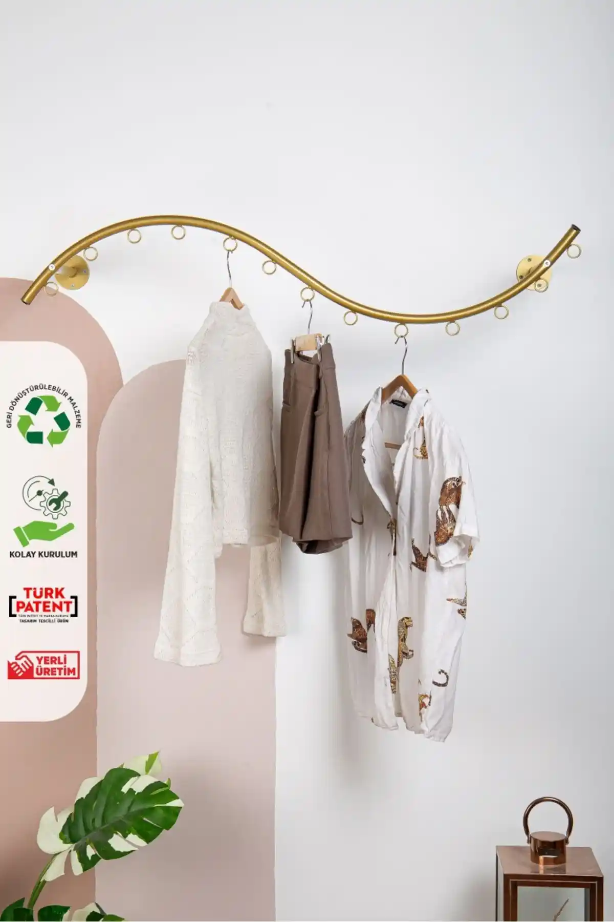 HYPNOS Gold Metal Duvara Monte Askılık Modern ve Dayanıklı Tasarım