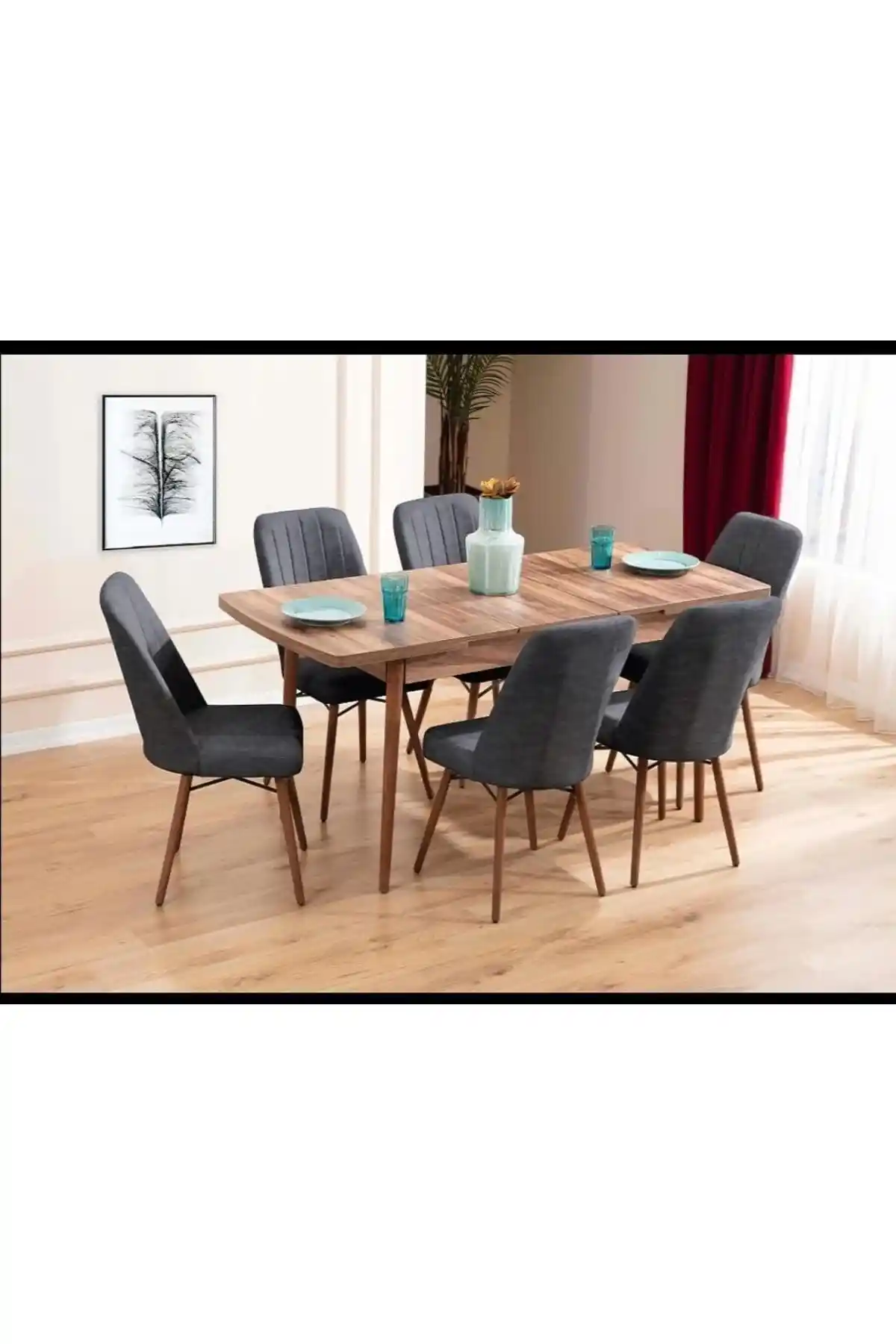 Kaktüs AVM 6 Kişilik Açılır Masa ve Sandalye Takımı Modern Tasarım ve Dayanıklılık