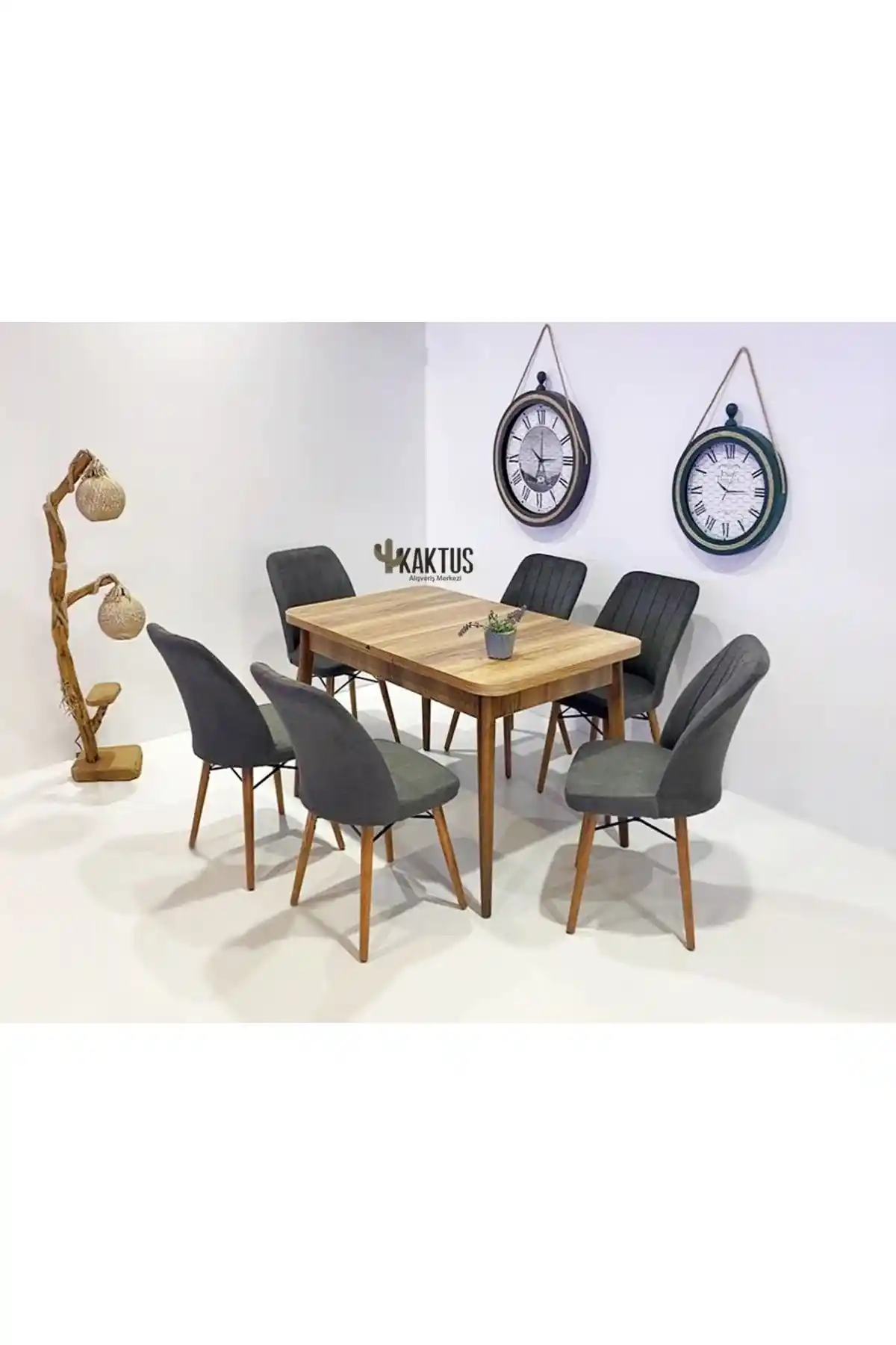 Kaktüs AVM 6 Kişilik Açılır Masa ve Sandalye Takımı Modern ve Dayanıklı Tasarım