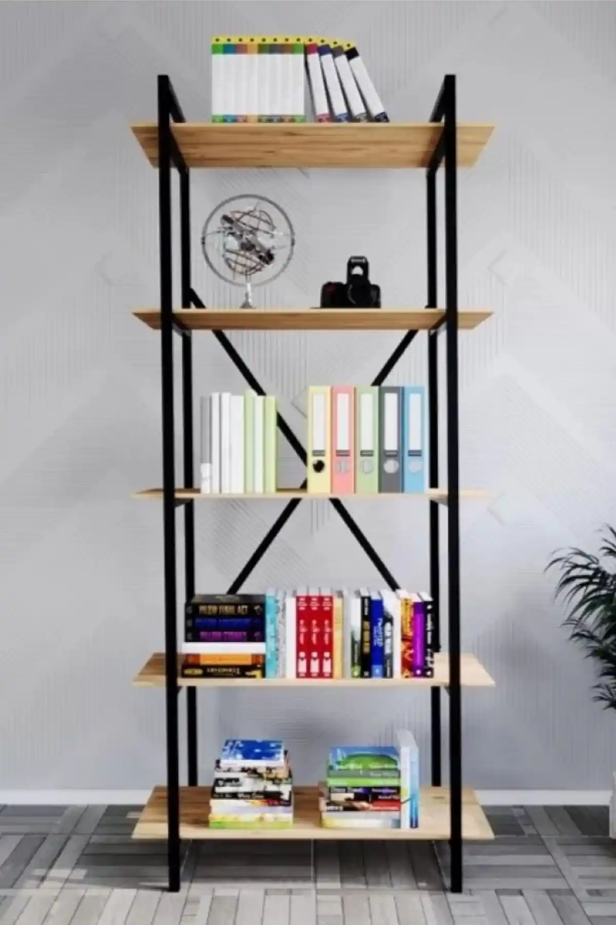 Kollektiv Home 5 Katlı Ahşap Kitaplık: Şık ve Kullanışlı Depolama Çözümü