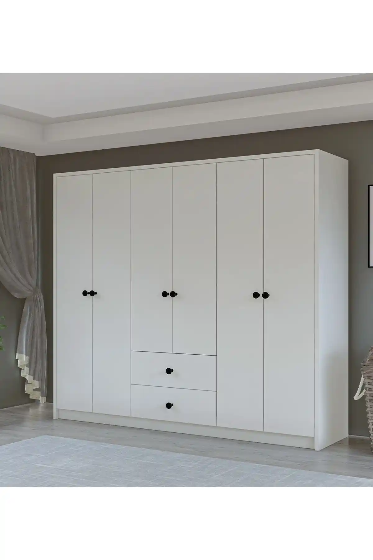 Metalia Gm 069 Delüx 6 Kapak 2 Çekmeceli Gardırop Modern ve Dayanıklı Tasarım