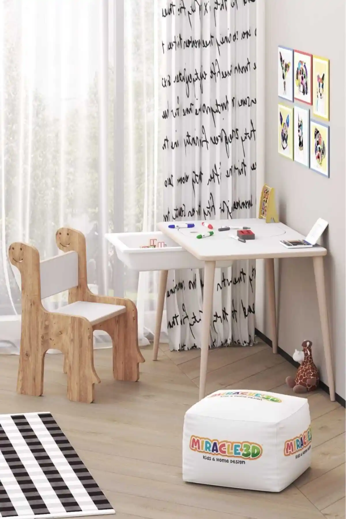 MIRACLE 3D Çocuk Oyun ve Çalışma Masası Sandalye Seti Modern ve Güvenli Tasarım