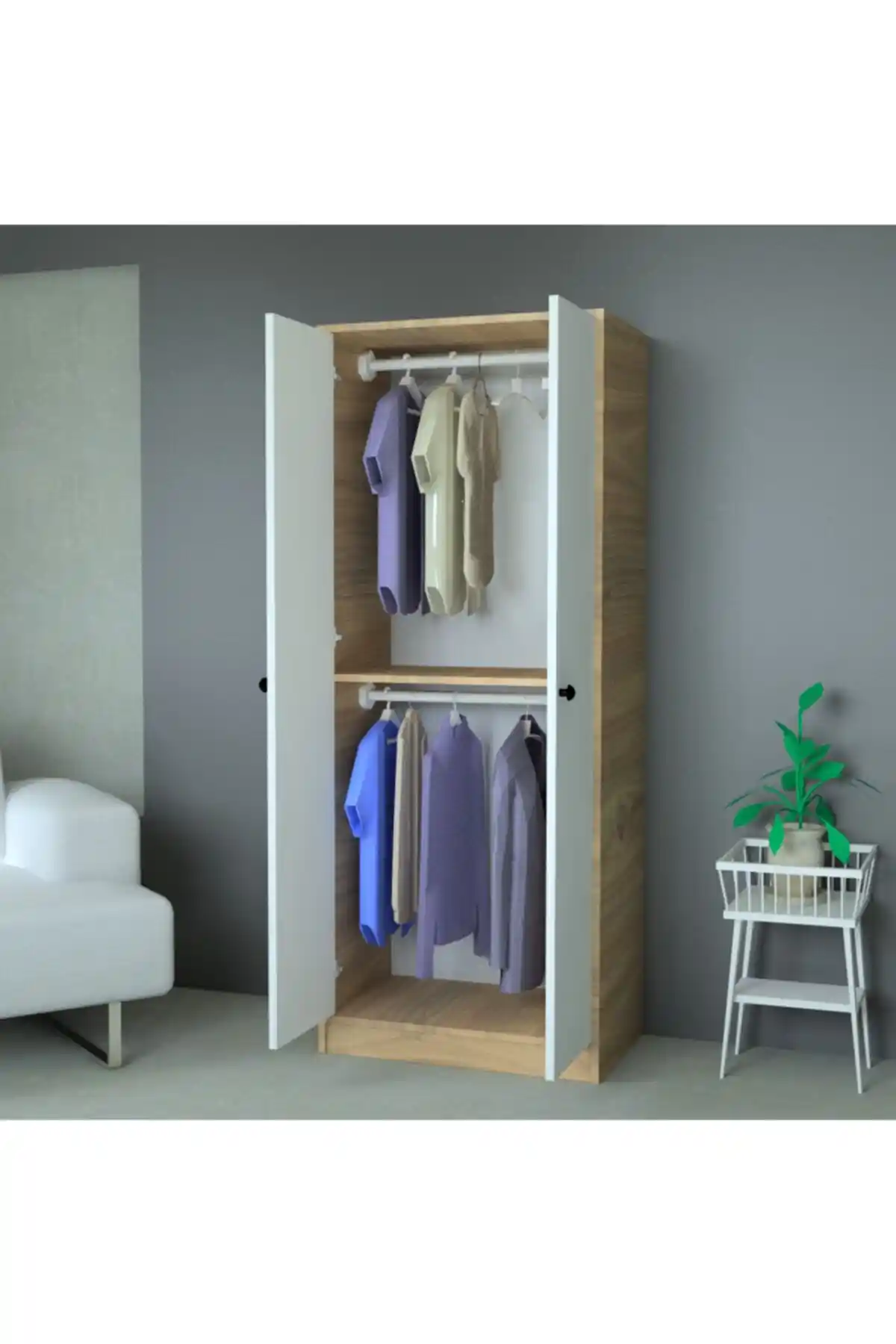 MOBİLİQUE Vegas Gardrop 2 Askılı Modern ve Fonksiyonel Depolama Çözümü