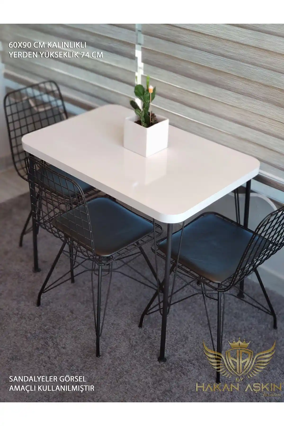 Modern Beyaz Metal Ayaklı 60x90 Cm Kalınlıklı Masa - Dayanıklı ve Şık Tasarım