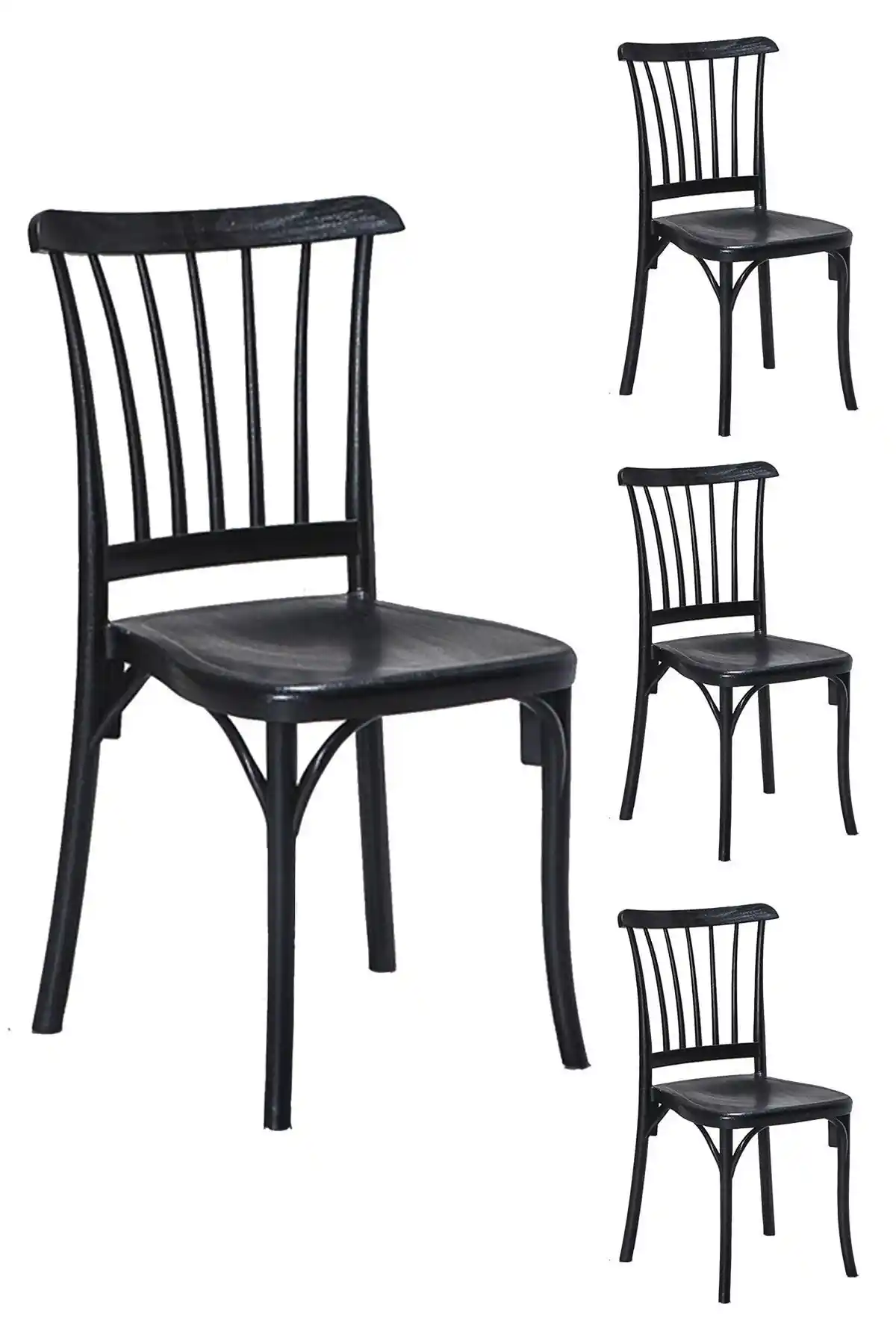 Modern ve Dayanıklı Siyah Balkon ve Bahçe Sandalye Seti 4 Adet