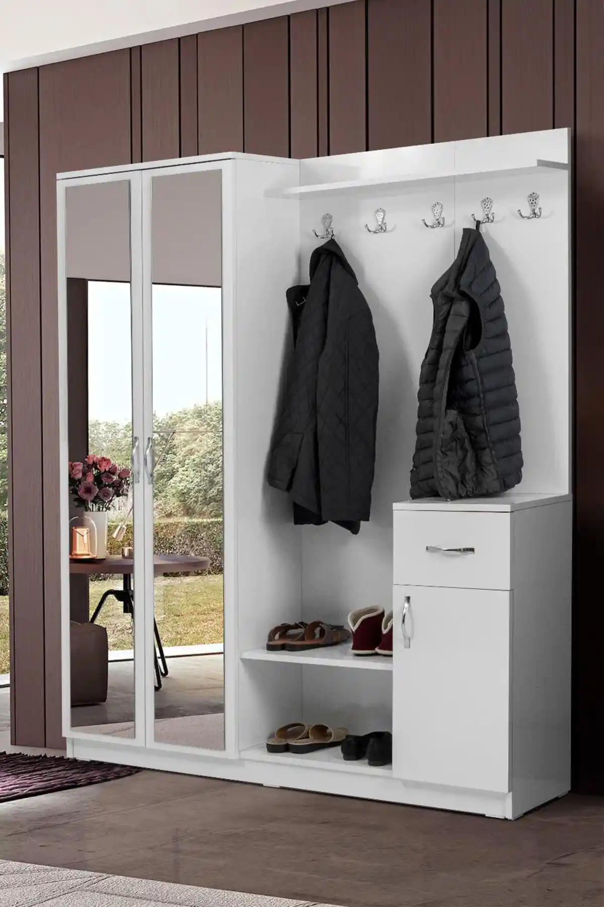 Moderniya Mobilya Flora 2 Geniş ve Dayanıklı Beyaz Vestiyer İçin Uygun Seçenek