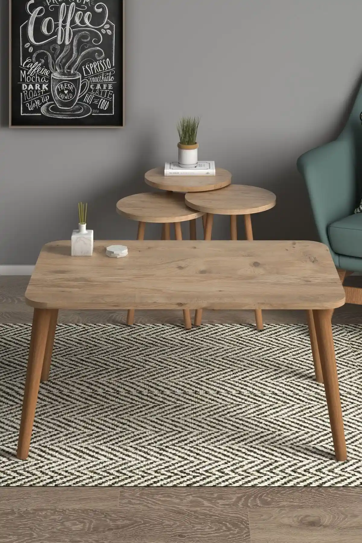 Monte Sehpa Soul Sehpa Seti Modern ve Dayanıklı Ahşap Metal Tasarımı ile Dekorasyonun Şıklığını Yansıtır