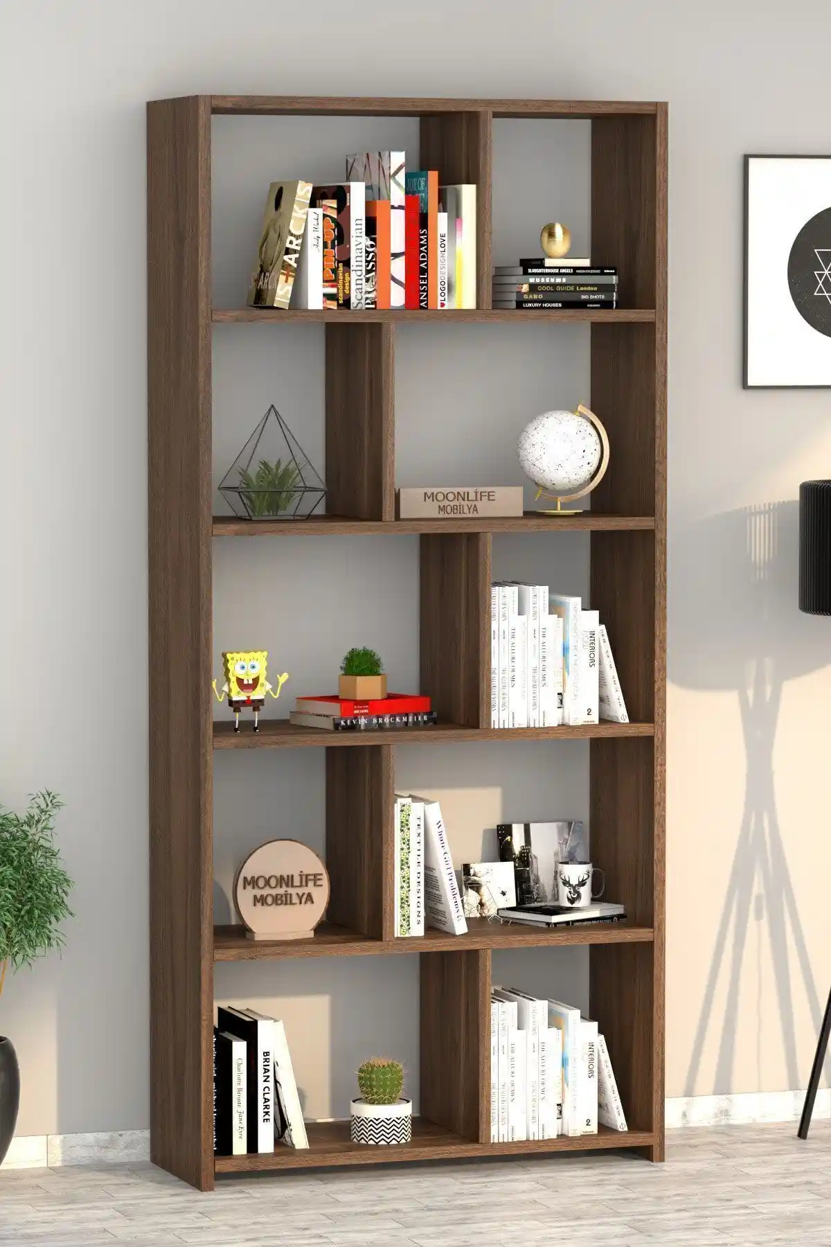 Moonlife London Kitaplık Ceviz: Modern ve Şık Depolama Çözümü