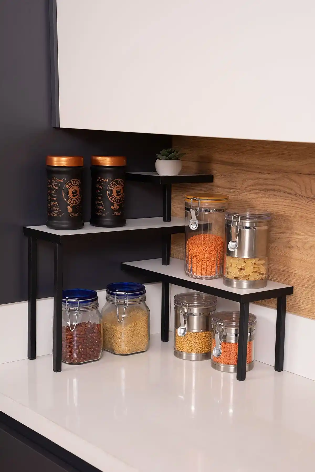 Mudesa Metal Ahşap Mutfak Köşe Rafı Modern ve Fonksiyonel Tasarım Çözümü