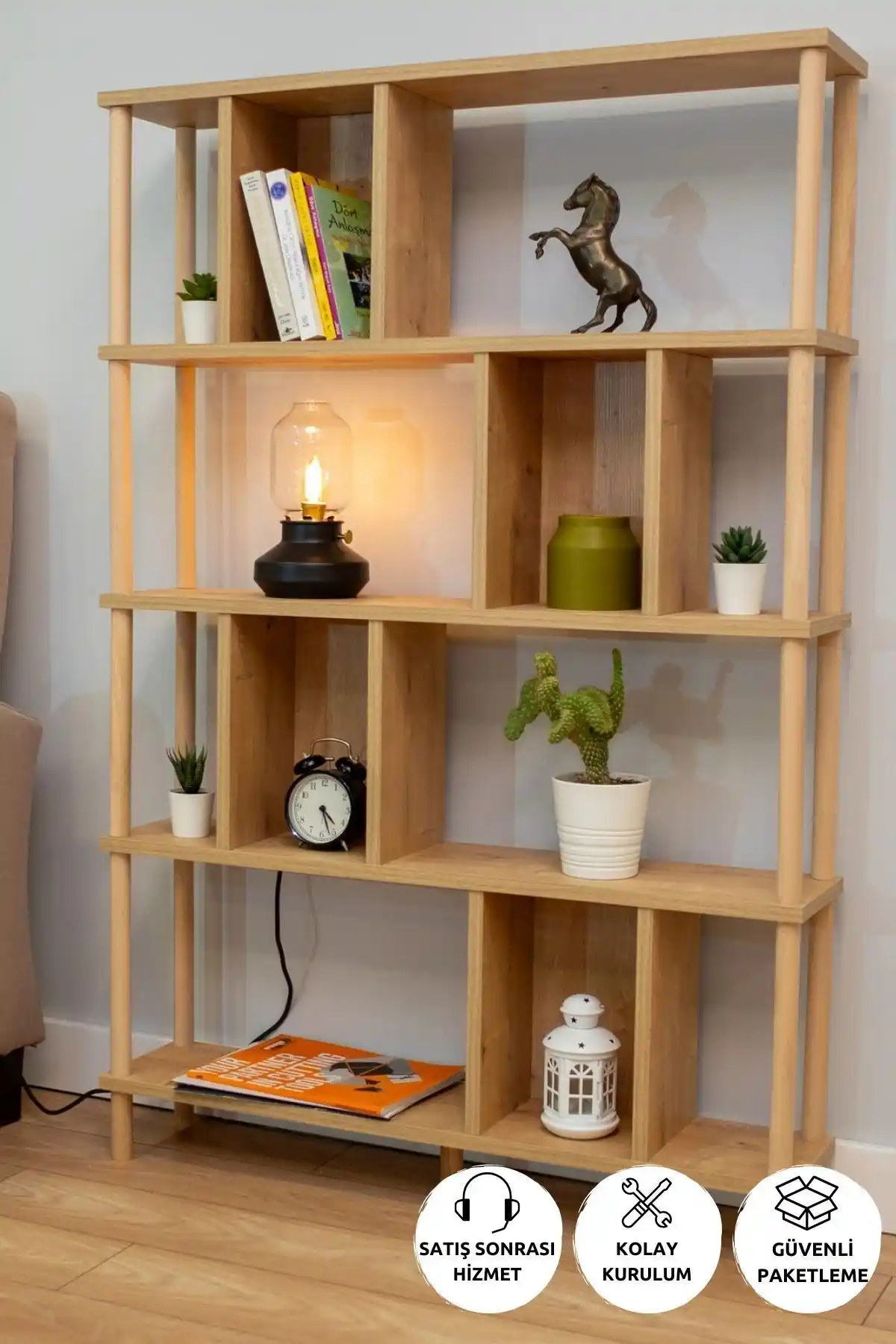 PEKA 5 Raflı Modern Dekoratif Kitaplık ile Ev Dekorasyonunuzu Geliştirin