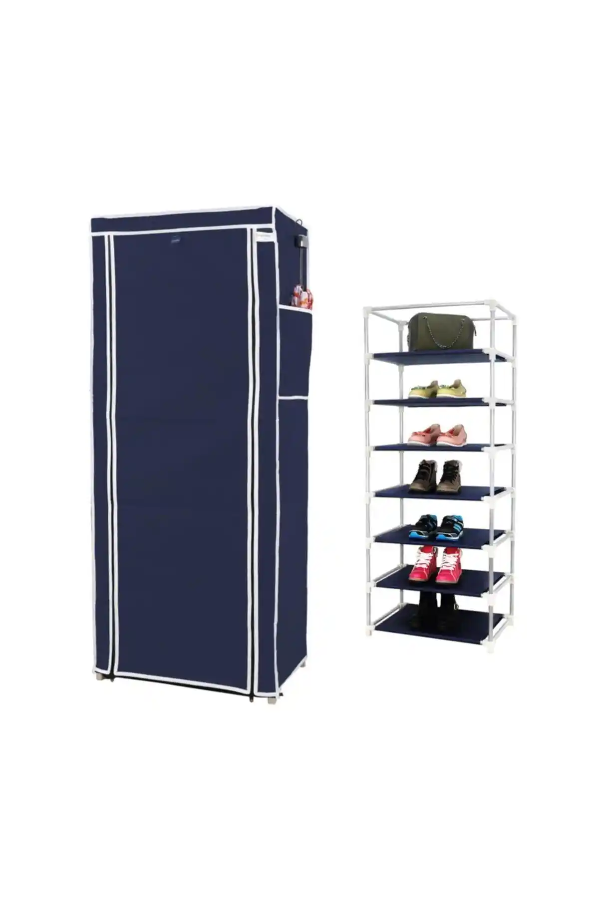 Prado 7 Raflı Çelik Profilli Bez Dolap: Modern ve Fonksiyonel Depolama Çözümü