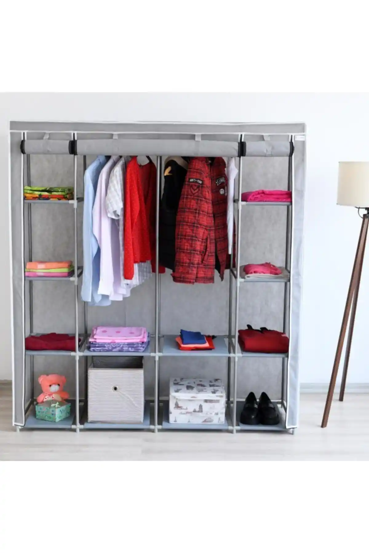 Prado Tokyo Çok Raflı Çelik Profilli Bez Dolap Modern ve İşlevsel Depolama Çözümü