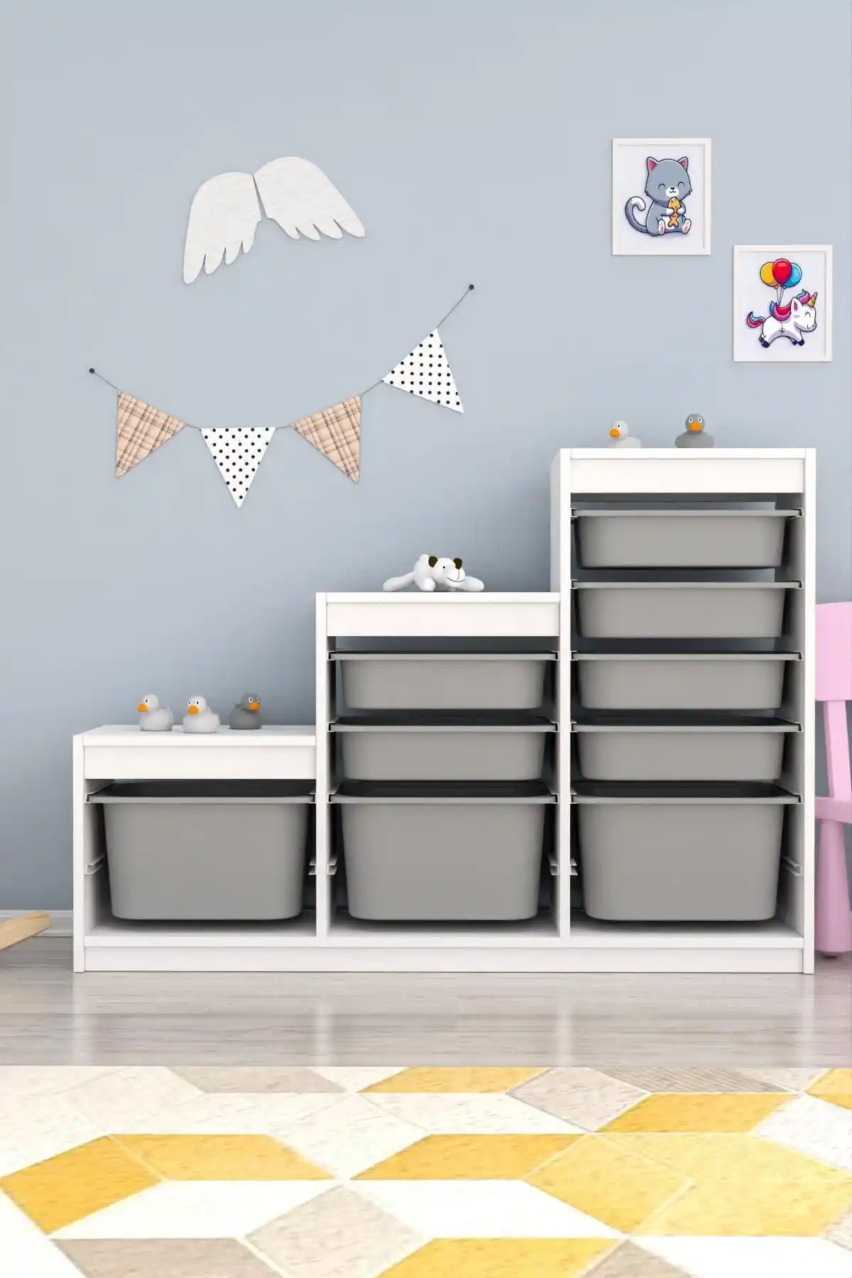 Pratico Swiss 9 Gri Sepetli Çok Amaçlı Dolap: Modern ve Dayanıklı Depolama Çözümü