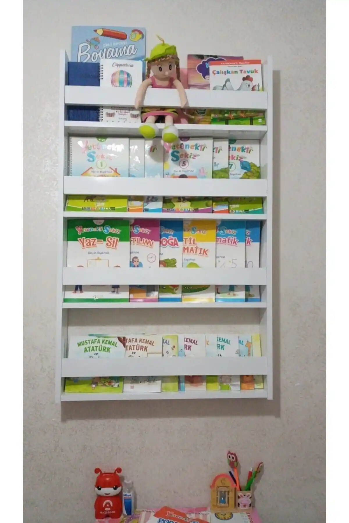 Rahison Montessori Çocuk Odası Kitaplığı 4 Raflı Modern ve Dayanıklı Tasarım