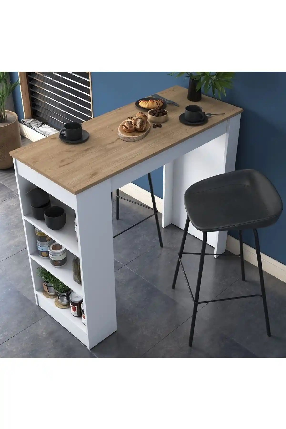 Rani Ja103 Beyaz Modern Bar Masası: Estetik ve Dayanıklılığı Bir Arada Sunan Tasarım