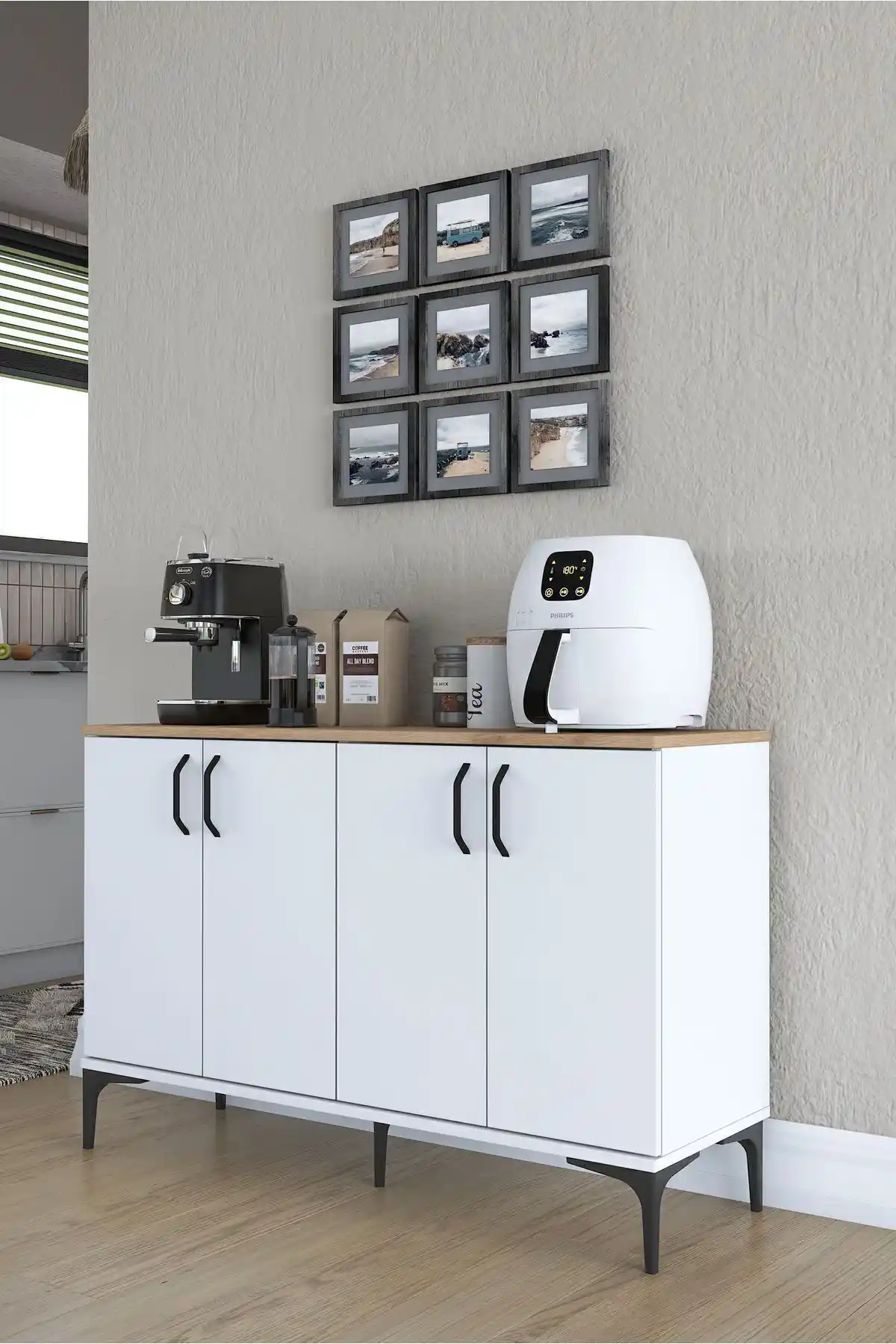 Rani JE162 Kahve Köşesi Çok Amaçlı Dolap Modern Tasarım ve Fonksiyonellik Sunar