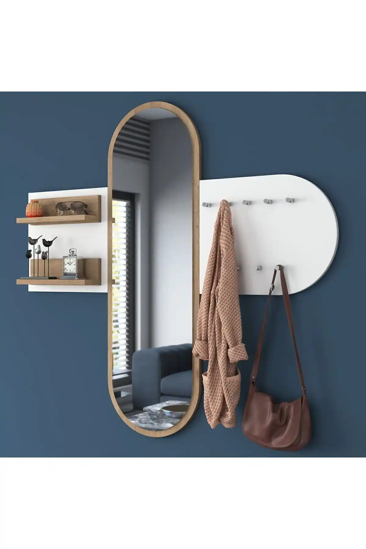 Rani Mobilya P3 Aynalı Duvar Askısı ve Boy Aynası Modern ve Fonksiyonel Tasarım