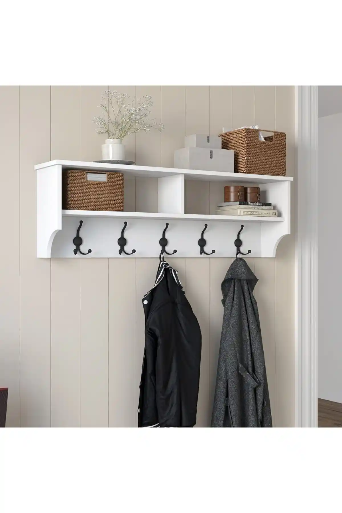 Rani P2 Modern Portmanto Duvar Askısı Beyaz 120 Cm Şık ve Fonksiyonel Tasarım