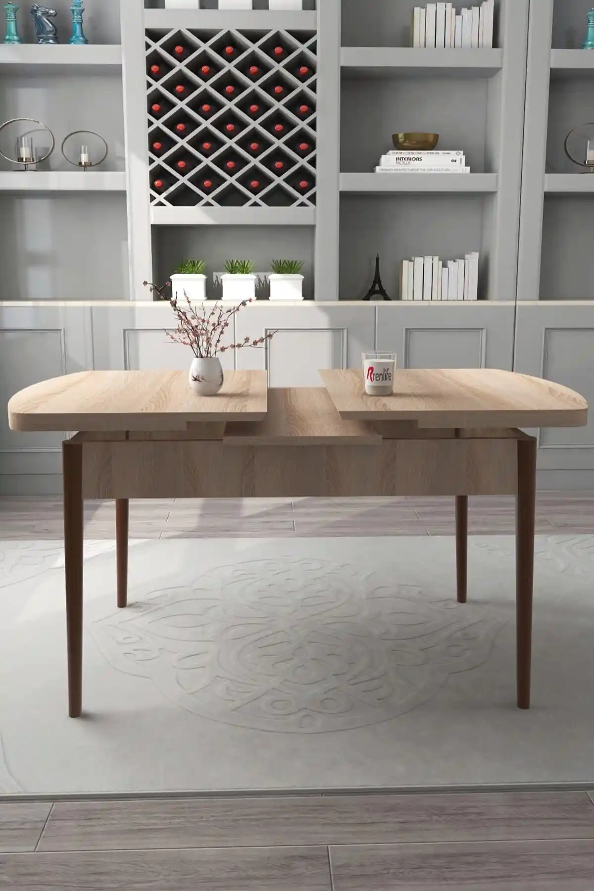 Renlife Modern Oval Kahverengi Yemek Masası - Dayanıklı ve Fonksiyonel Tasarım