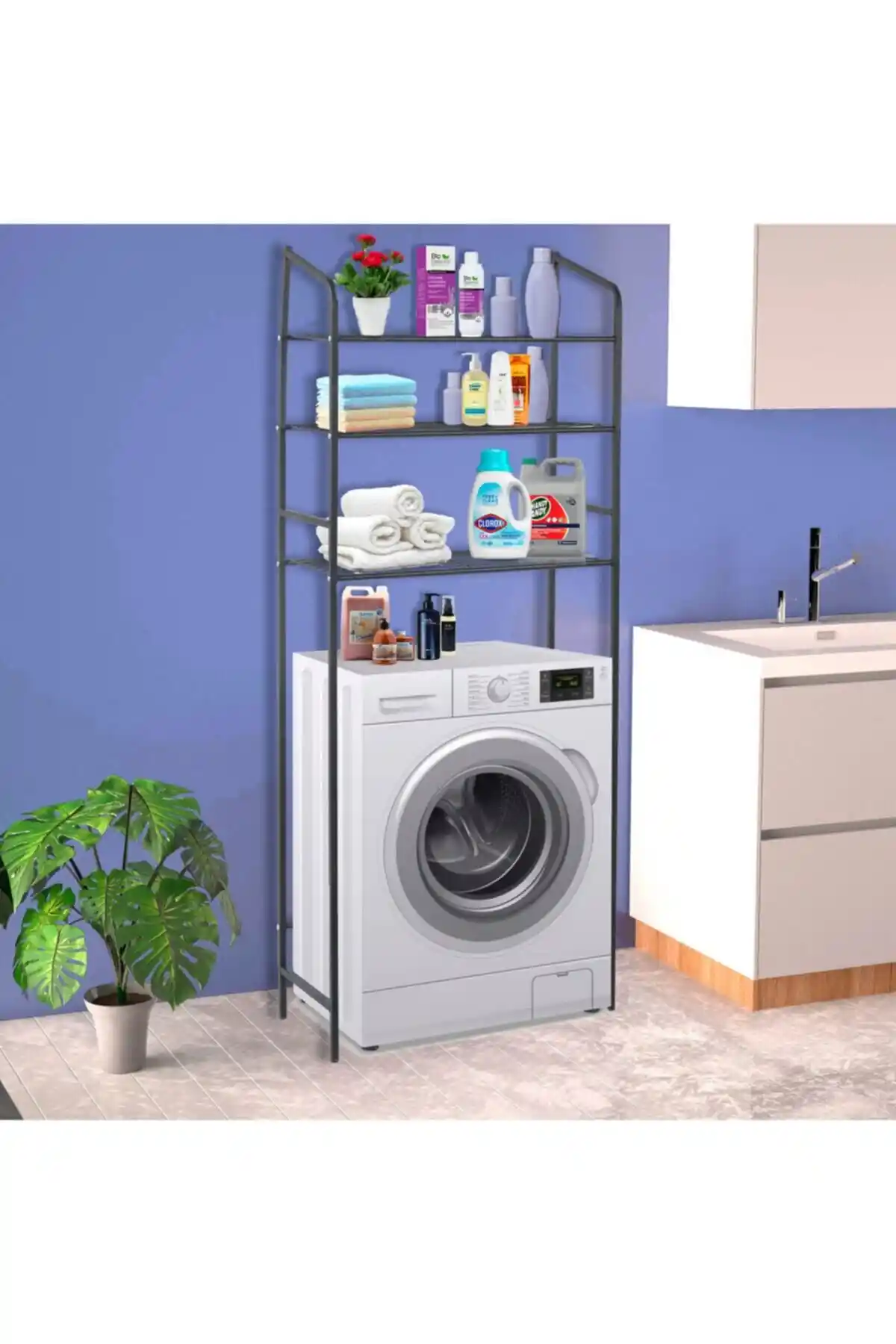 Retodesign Çamaşır Makinesi ve Banyo Rafi Modern Tasarım, Dayanıklı ve Çok Amaçlı Kullanım