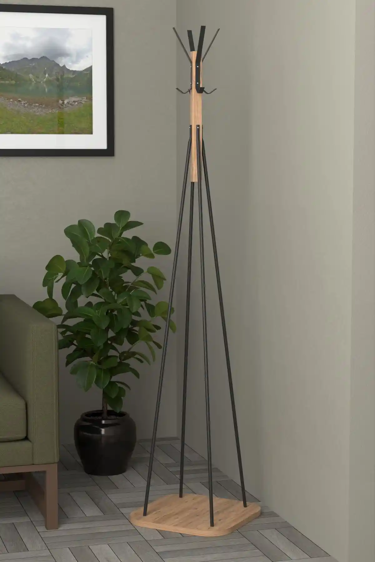 Retodesign Portmanto Askı Ayaklı Elbise Askısı Modern ve Şık Tasarım