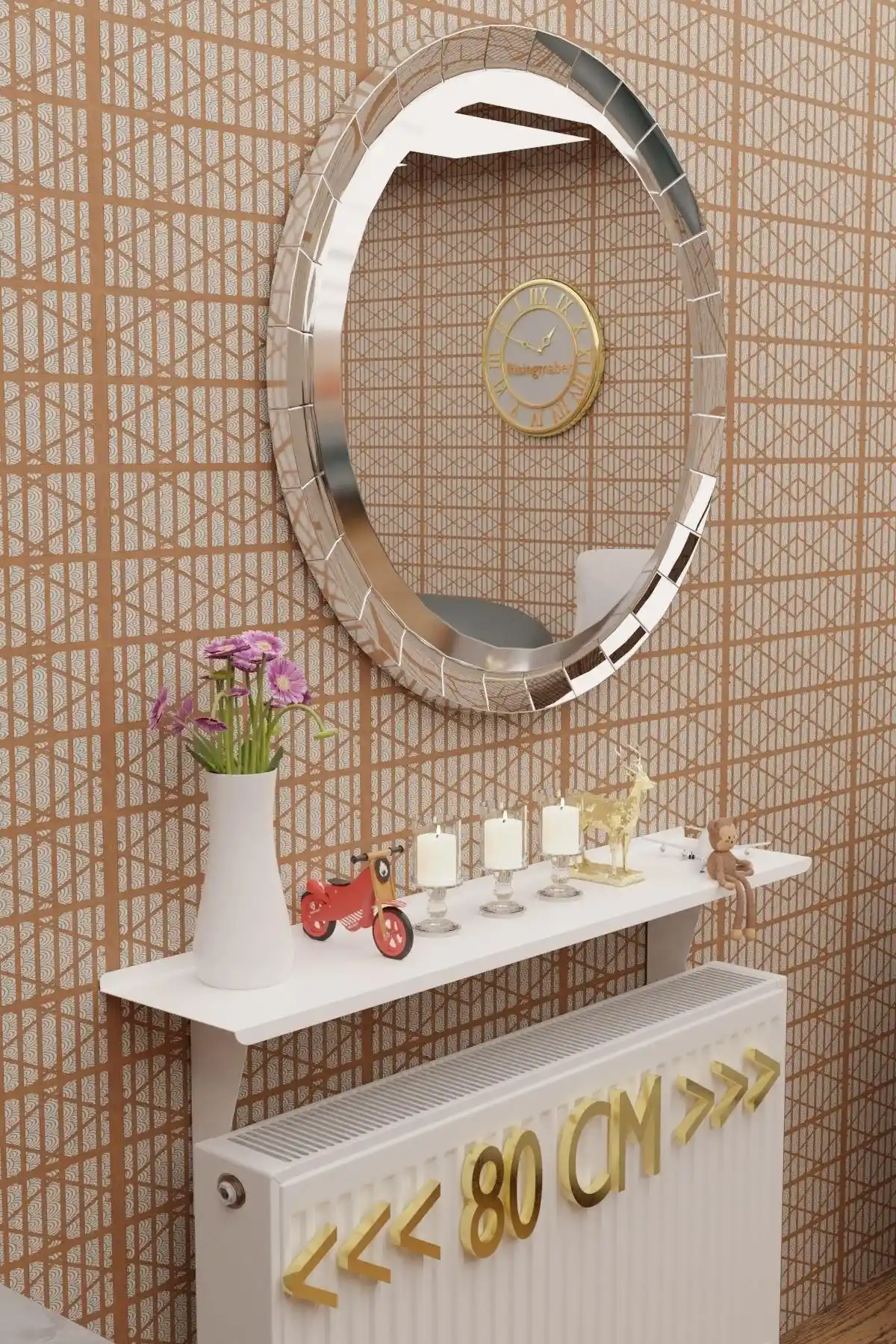 Risingmaber Montajsız Petek Üstü Metal Raf Modern ve Dayanıklı Dekorasyon Çözümü