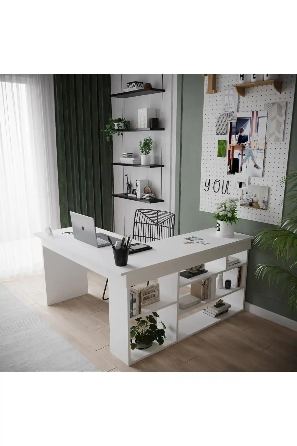 Robin Home Boston Kitaplık Raflı Çalışma Masası: Modern ve Fonksiyonel Ofis Mobilyası