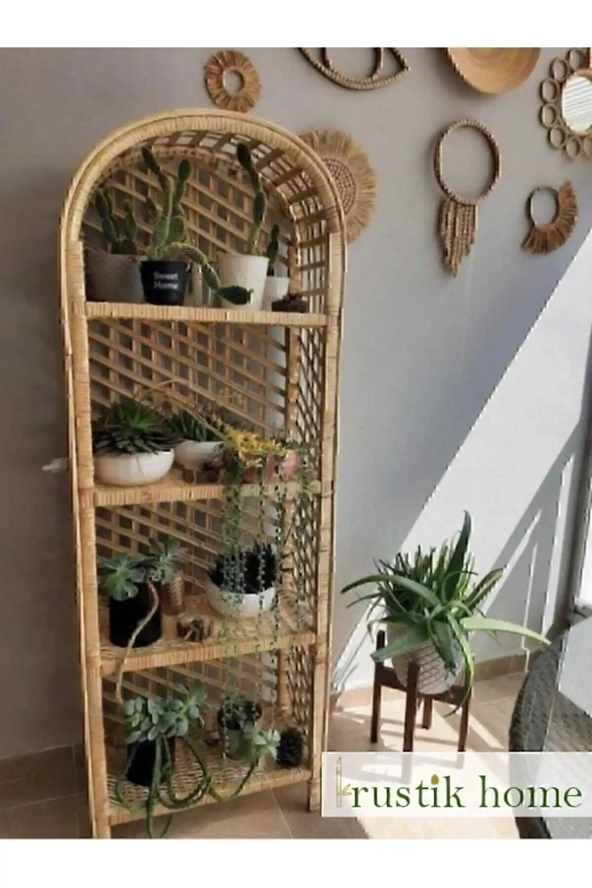 Rustikevdecorart El Yapımı Hasır Renkli Dekoratif Raflar Ev Dekorasyonunda Şıklık ve Doğallık