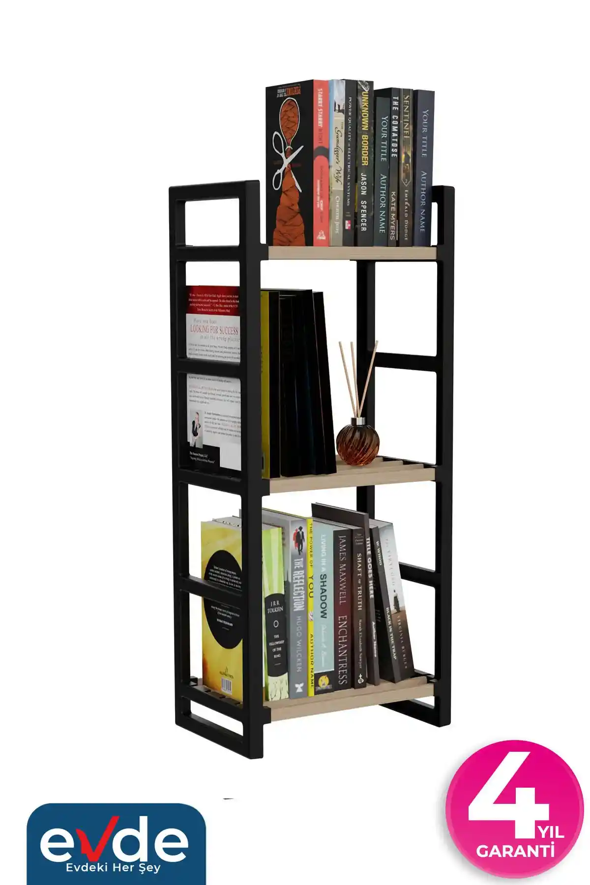 Stickwood 3 Katlı Siyah Kitaplık ve Ayakkabılık - Çok Amaçlı Modern Mobilya Çözümü