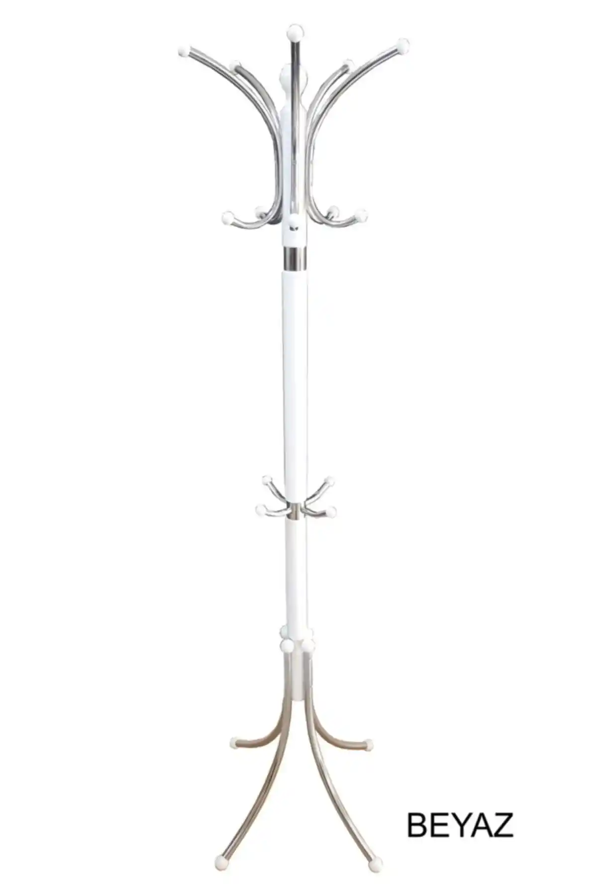 TOLUNAY Portmanto Ayaklı Askılık Yonca Model Beyaz Modern ve Şık Tasarım