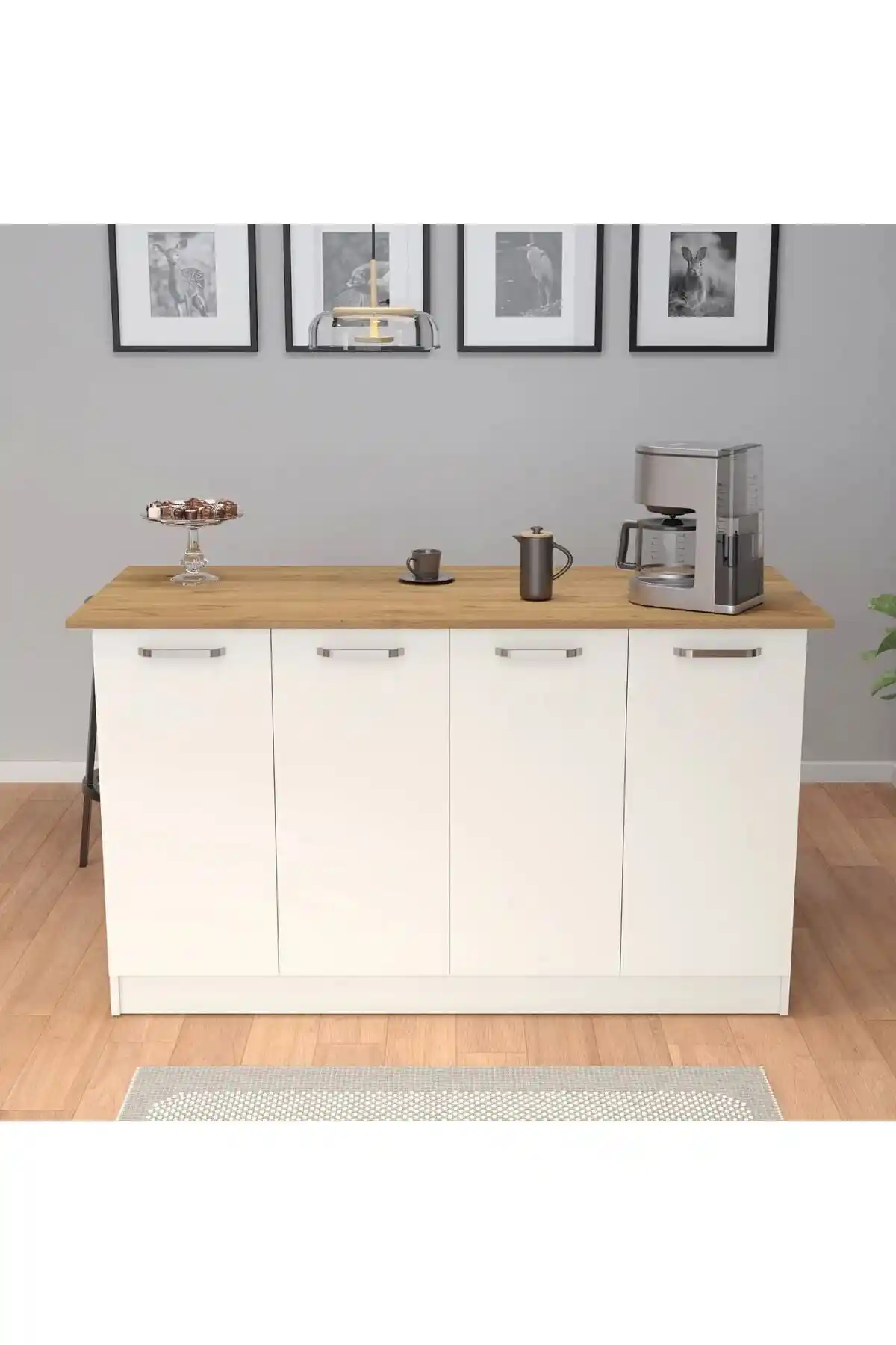 UMGMOBİLYA 160 cm Modern Beyaz ve Ahşap Metal Mutfak Bar Masası İncelemesi