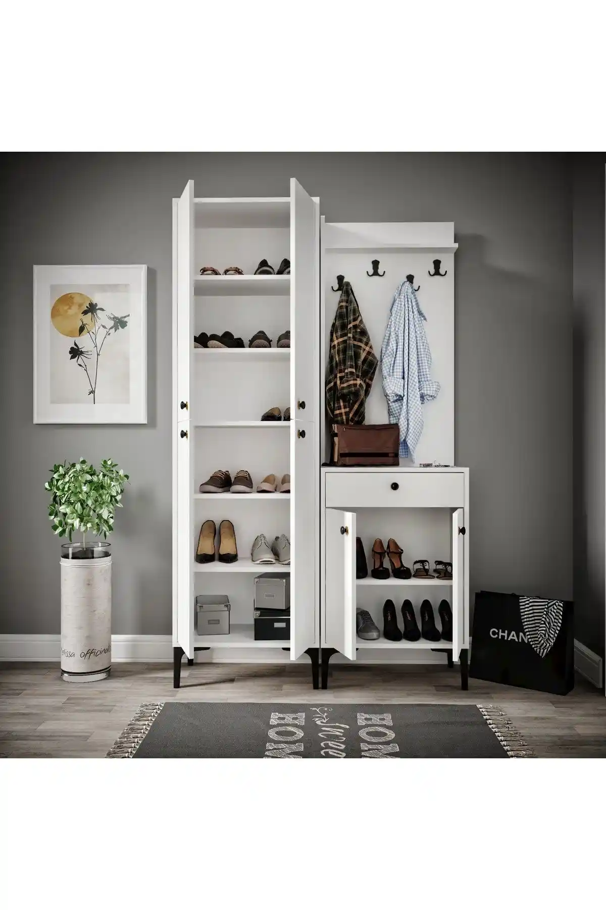 VENATTO Paris Portmanto Modern ve Şık Depolama Çözümü 120 cm Genişlikte