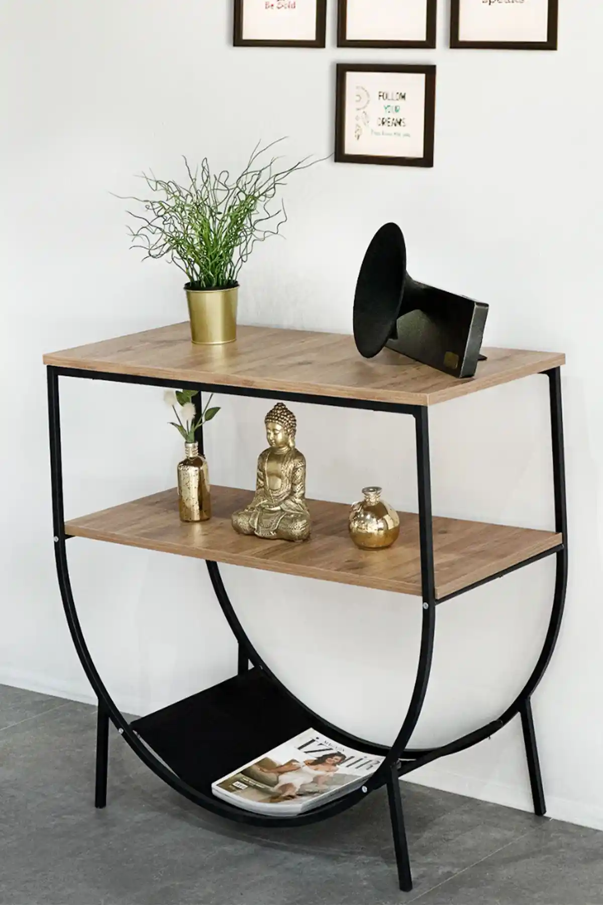 Weblonya Metal Dresuar Raf Salon Konsol Modern ve Retro Tarzla Şıklık Katar