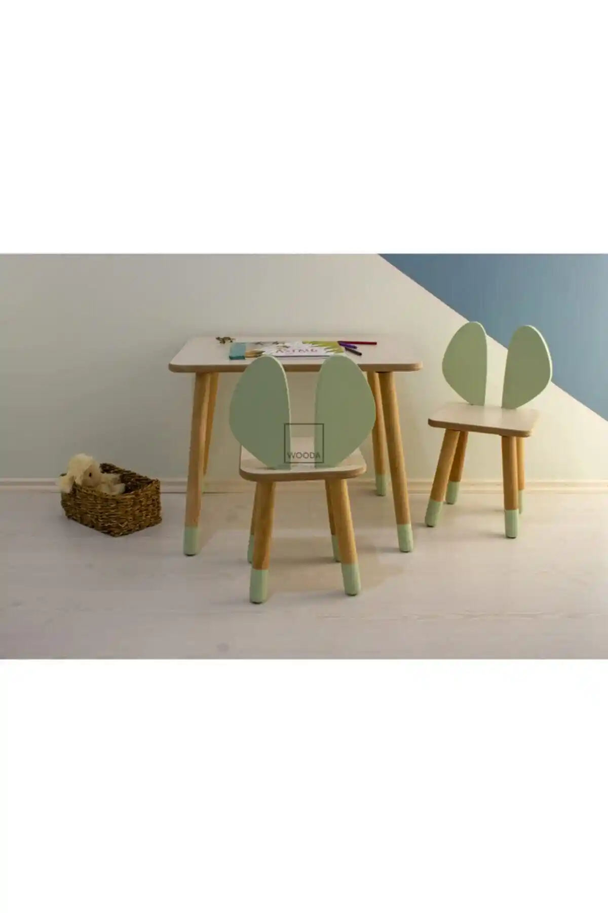 WOODA Montessori Çocuk Aktivite Masası ve Sandalye Takımı Güvenli ve Estetik Tasarım