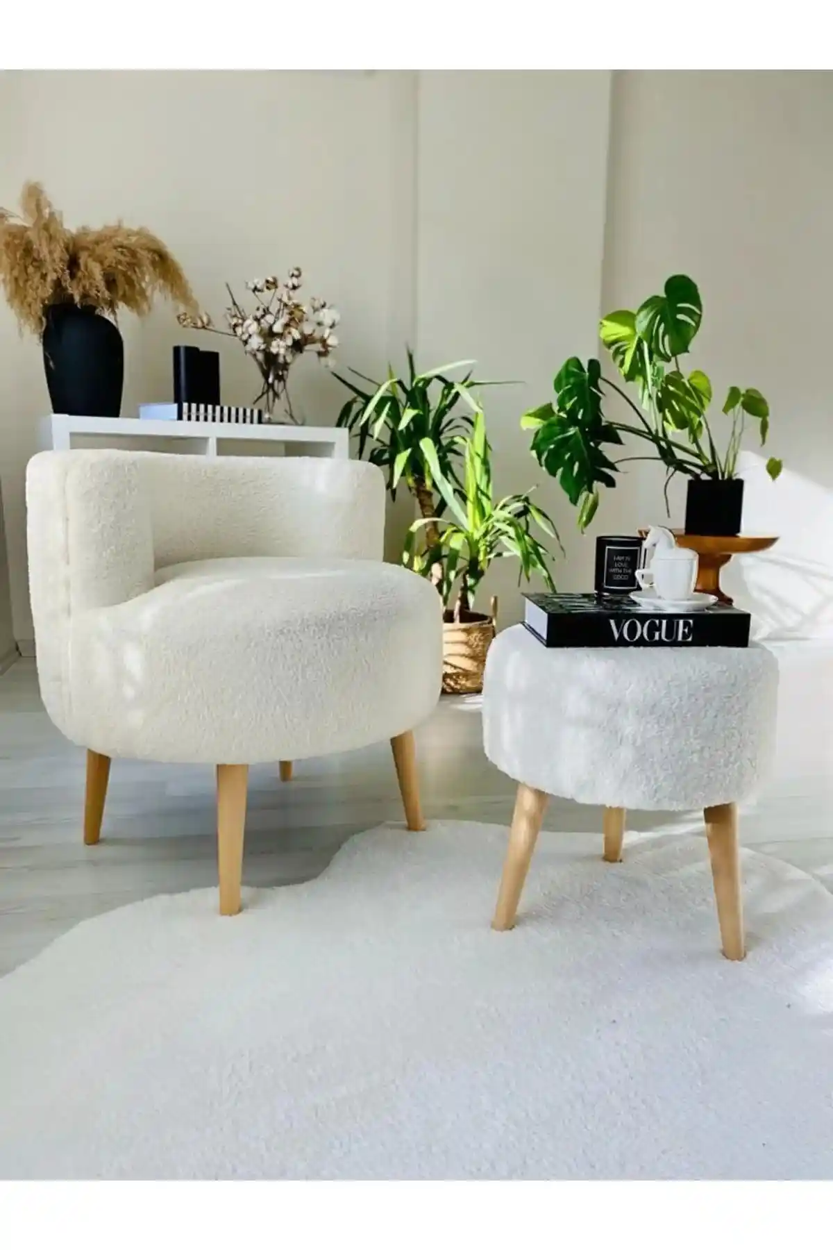 YAPKAR Çay Seti Tekli Koltuk Berjer ve Puf Takımı Modern ve Şık Dekorasyon Çözümü