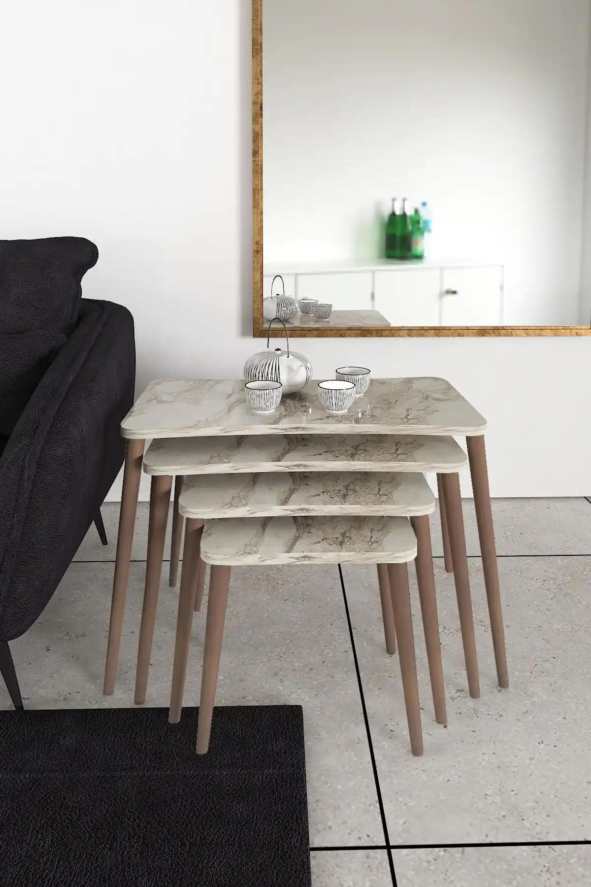 Zuesse Dizayn Selena 4’lü Zigon Sehpa Seti Modern ve Dayanıklı Tasarım