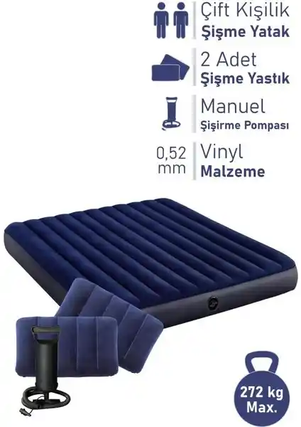 Blooma 64765 Çift Kişilik Şişme Yatak: Dayanıklı ve Kolay Kullanımlı Uyku Çözümü