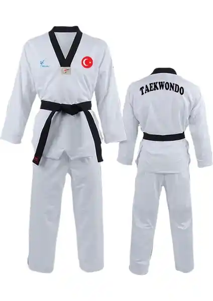 Bluu Ay Yıldız Baskılı Siyah Yaka Taekwondo Elbisesi Güç ve Tarzı Bir Arada Sunar