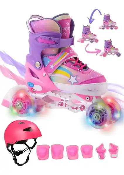 Çocuklar İçin Güvenli ve Renkli Gökkuşağı Işıklı Paten Seti Ürün İncelemesi