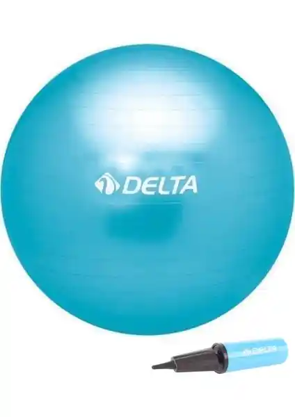 Delta 55 cm Mavi Deluxe Pilates Topu ve Çift Yönlü Pompa Seti Sağlıklı Yaşam İçin Uygun