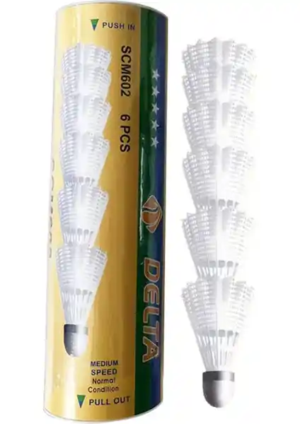 Delta Orta Hızlı Mantar Kafa Deluxe Badminton Topu 6'lı Pratik Spor Seti