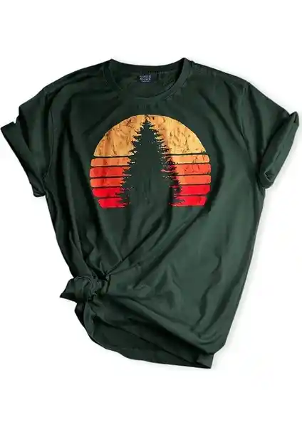 Genius Store Güneş Yeşil Erkek Tişörtü Doğa ve Günlük Kullanım İçin Uygun Yüksek Kaliteli Tasarım