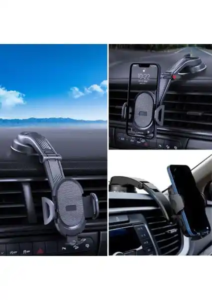 Güçlü vantuzlu araç içi telefon tutucu ile güvenli ve pratik kullanım deneyimi