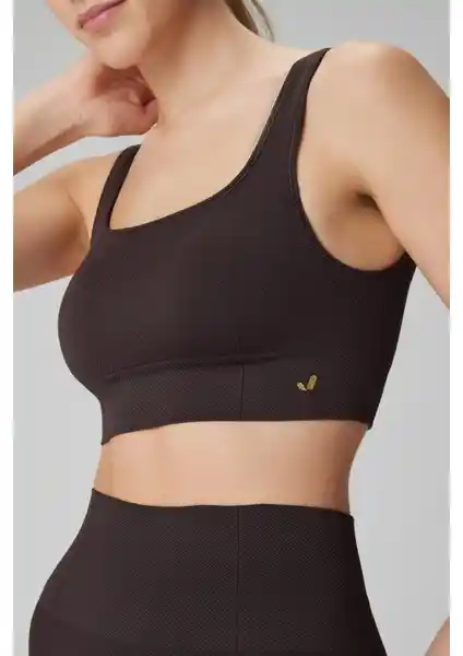 Jerf Holly Petek Desenli Kaplı Spor Sütyeni Acı Kahve Renkli Konfor ve Şıklık Sunar