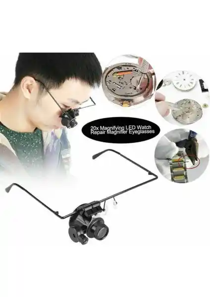 Leidory Gözlük Büyüteç: 20 Kat Büyütme ve Işıklı Tasarımıyla Detaylı İşler İçin Uygun