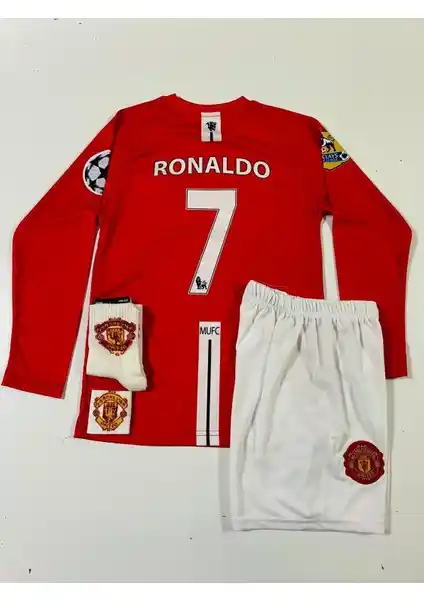 Manchester United Cristiano Ronaldo Uzun Kol Çocuk Forması 4'lü Seti - Kaliteli ve Tematik Spor Giyim