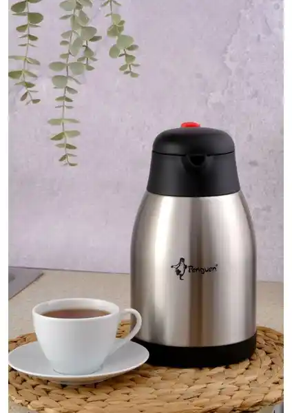 Penguen 1200P Paslanmaz Çelik Çay Termosu 2 Litre Kapasite ile Uzun Süre Sıcak ve Soğuk Tutma Özelliği